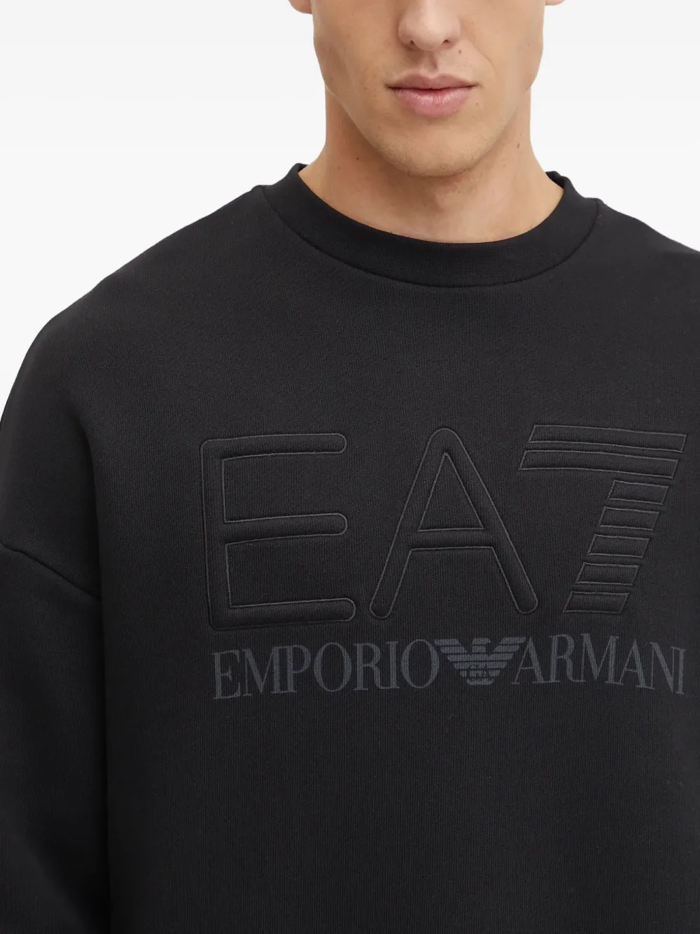Ea7 Logo-embossed Sweatshirt In Black