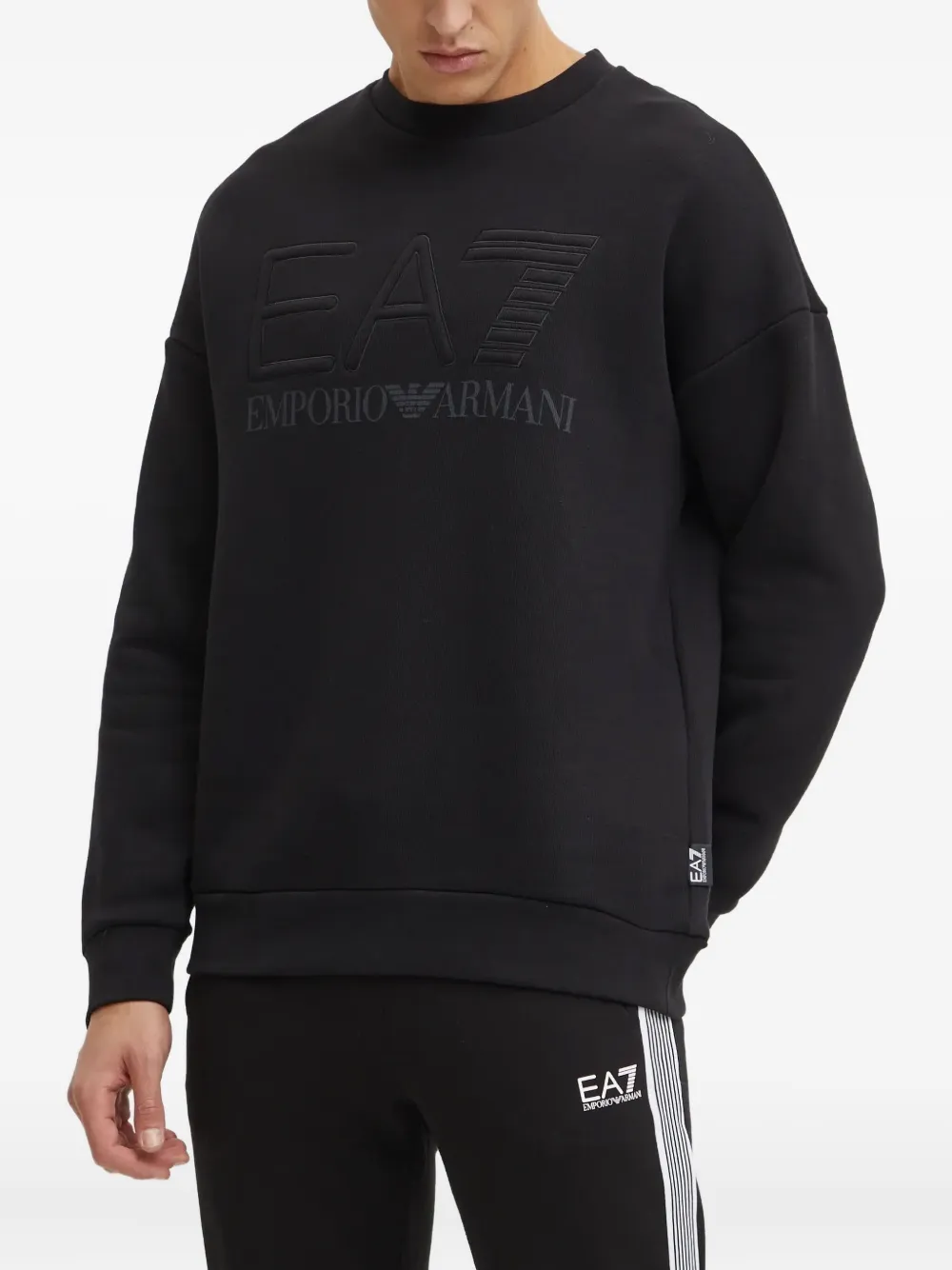Ea7 Logo-embossed Sweatshirt In Black