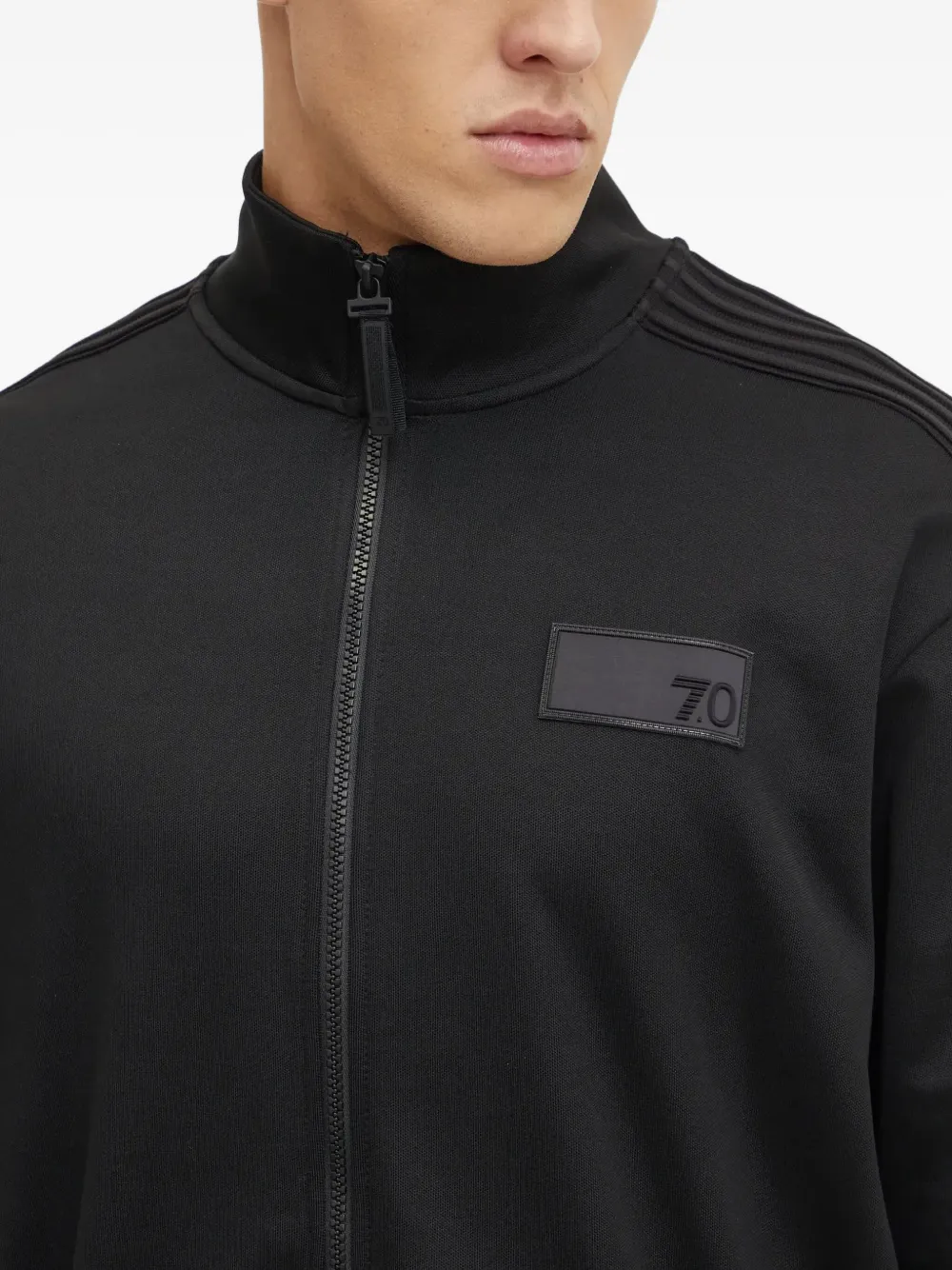 Ea7 Emporio Armani Gestreepte sweater met rits Zwart