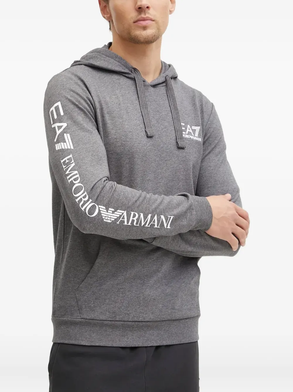 Ea7 Emporio Armani Felpa con cappuccio e logo - Grigio