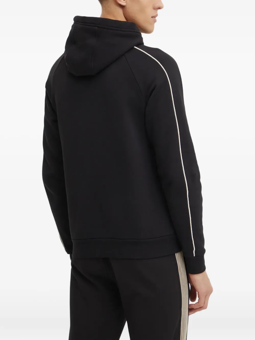 Ea7 Stripe-detailing Hoodie In Black