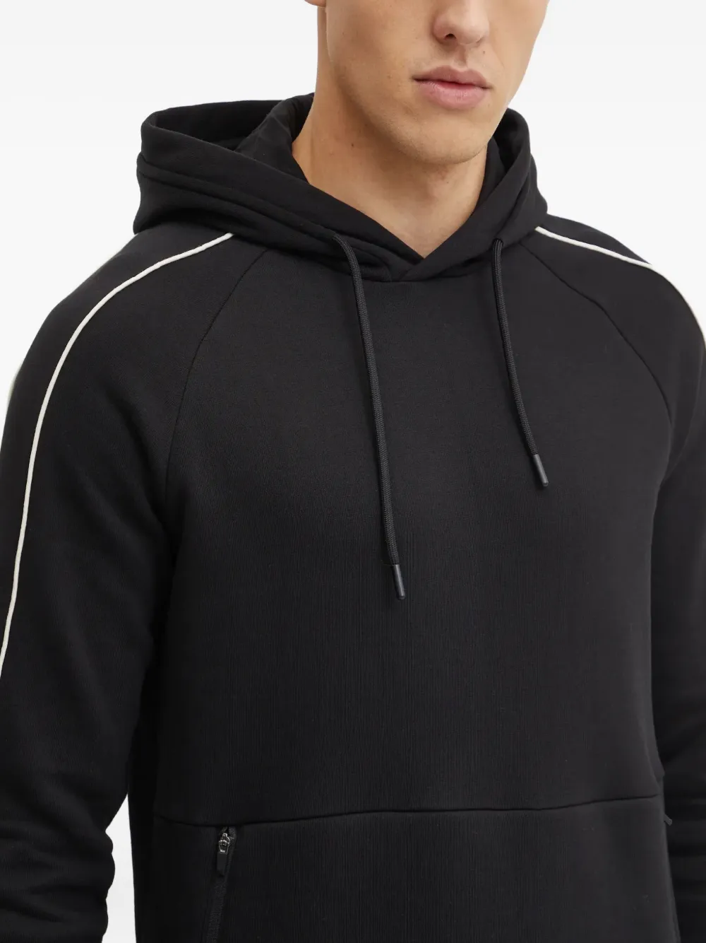 Ea7 Stripe-detailing Hoodie In Black