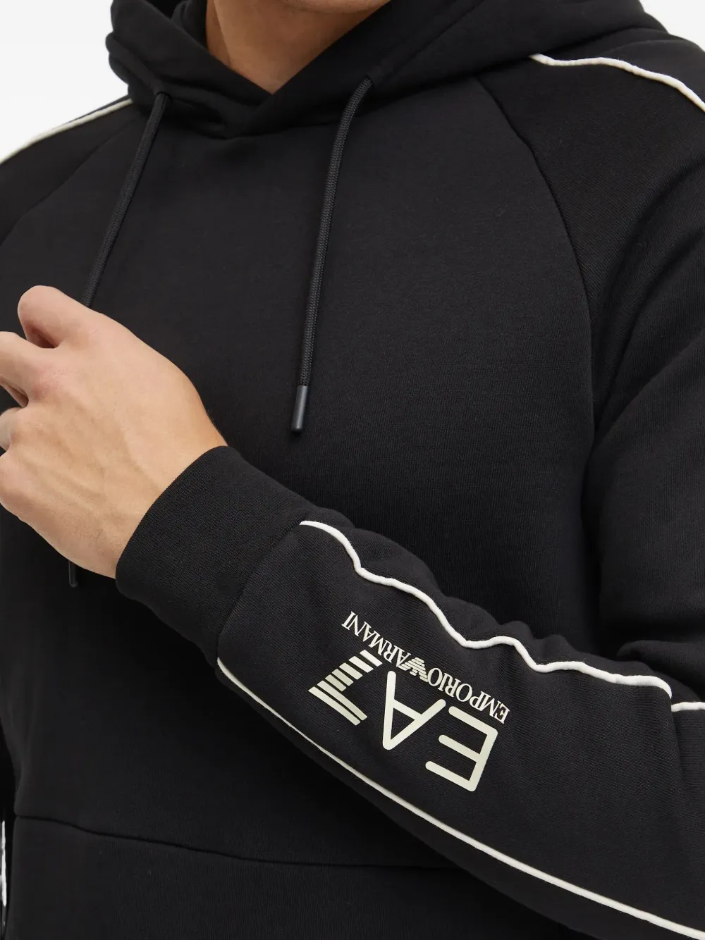 Ea7 Stripe-detailing Hoodie In Black
