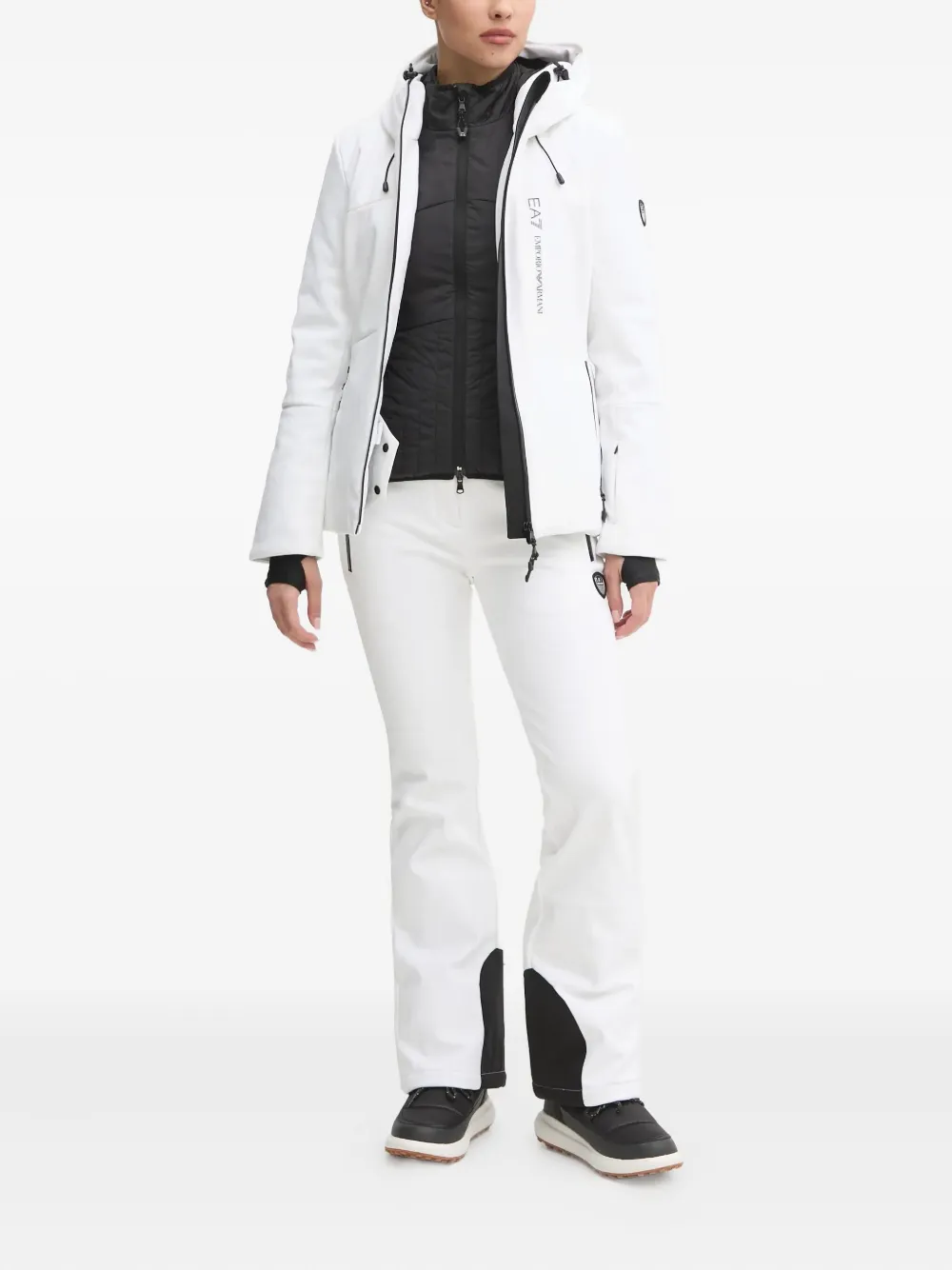 Ea7 Hooded Ski Jacket In White