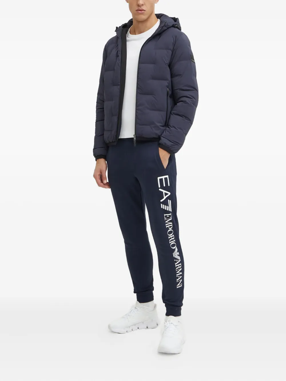 Ea7 Emporio Armani Gewatteerd jack met logopatch Blauw