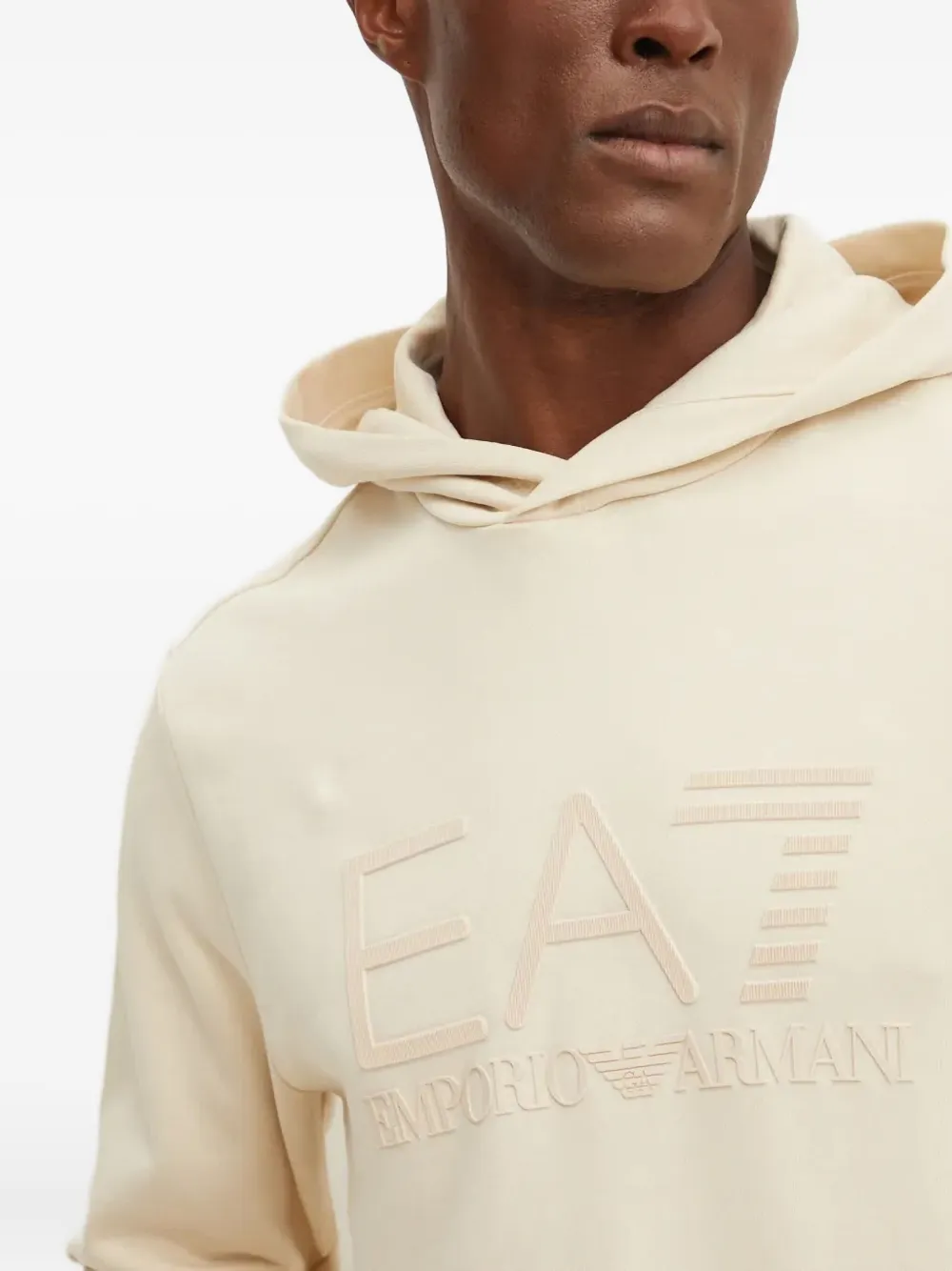 Ea7 Emporio Armani Hoodie met logo-reliëf Beige