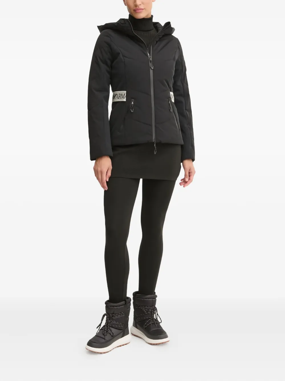 Ea7 Emporio Armani Ski-jack met logoband - Zwart