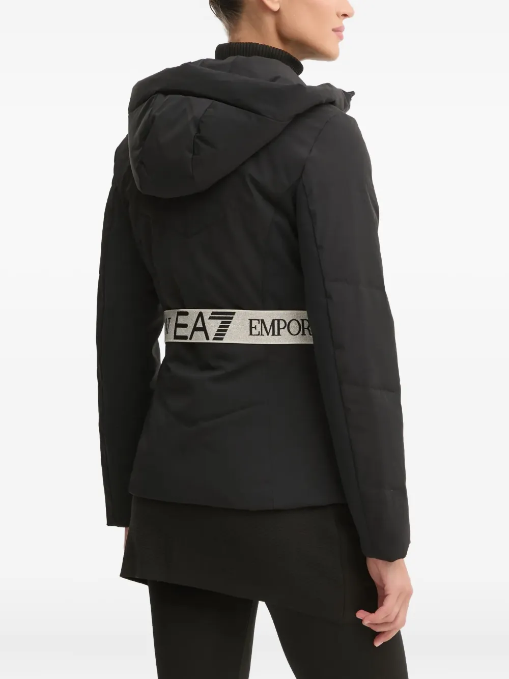 Ea7 Emporio Armani Ski-jack met logoband Zwart