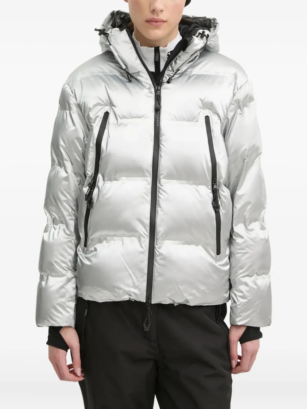Ea7 Logo-patch Ski Jacket In Gray