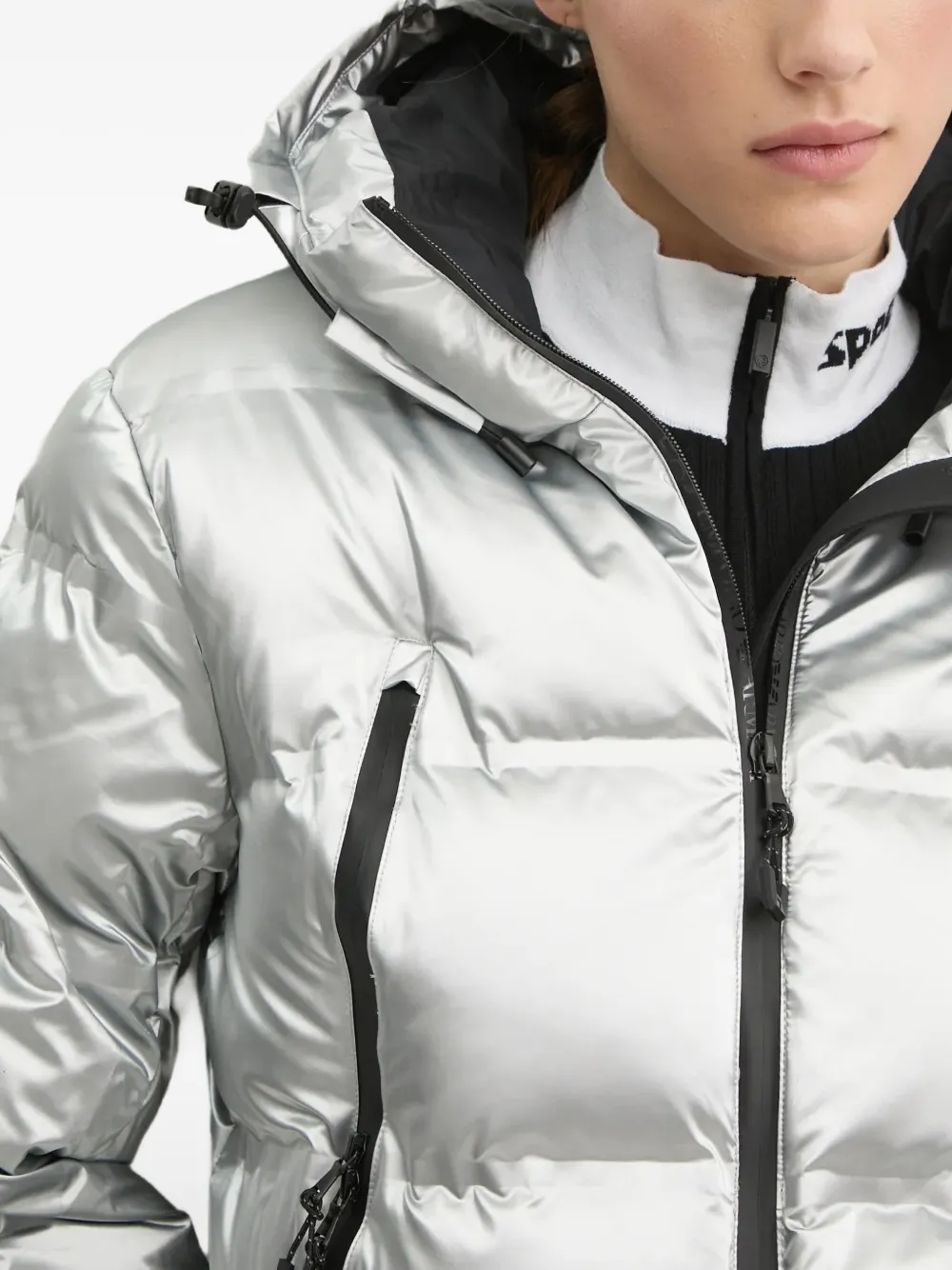 Ea7 Logo-patch Ski Jacket In Gray
