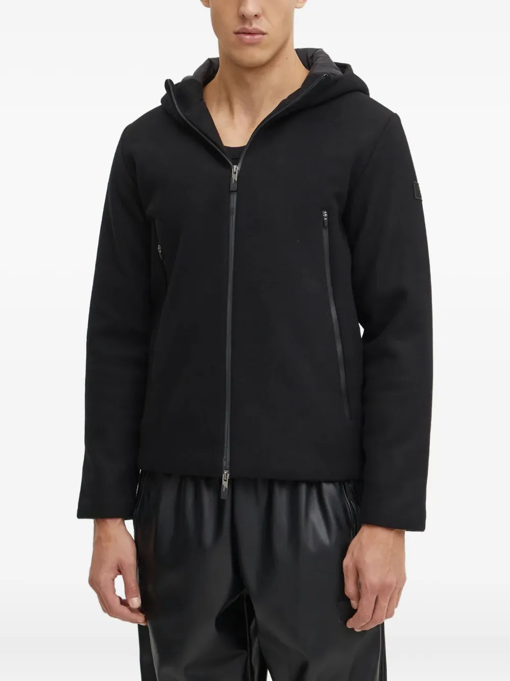 Ea7 Emporio Armani Felpa con cappuccio e zip - Nero