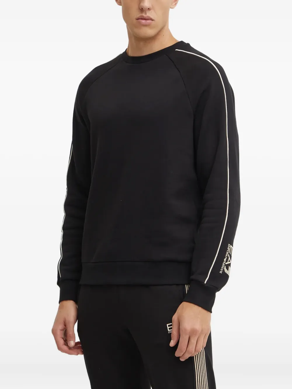 Ea7 Emporio Armani sudadera con cuello redondo y motivo de rayas | negro | Image 1