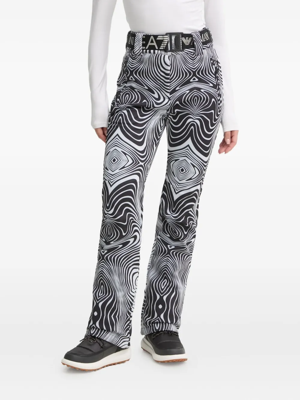 Ea7 Printed Ski Trousers In Gray
