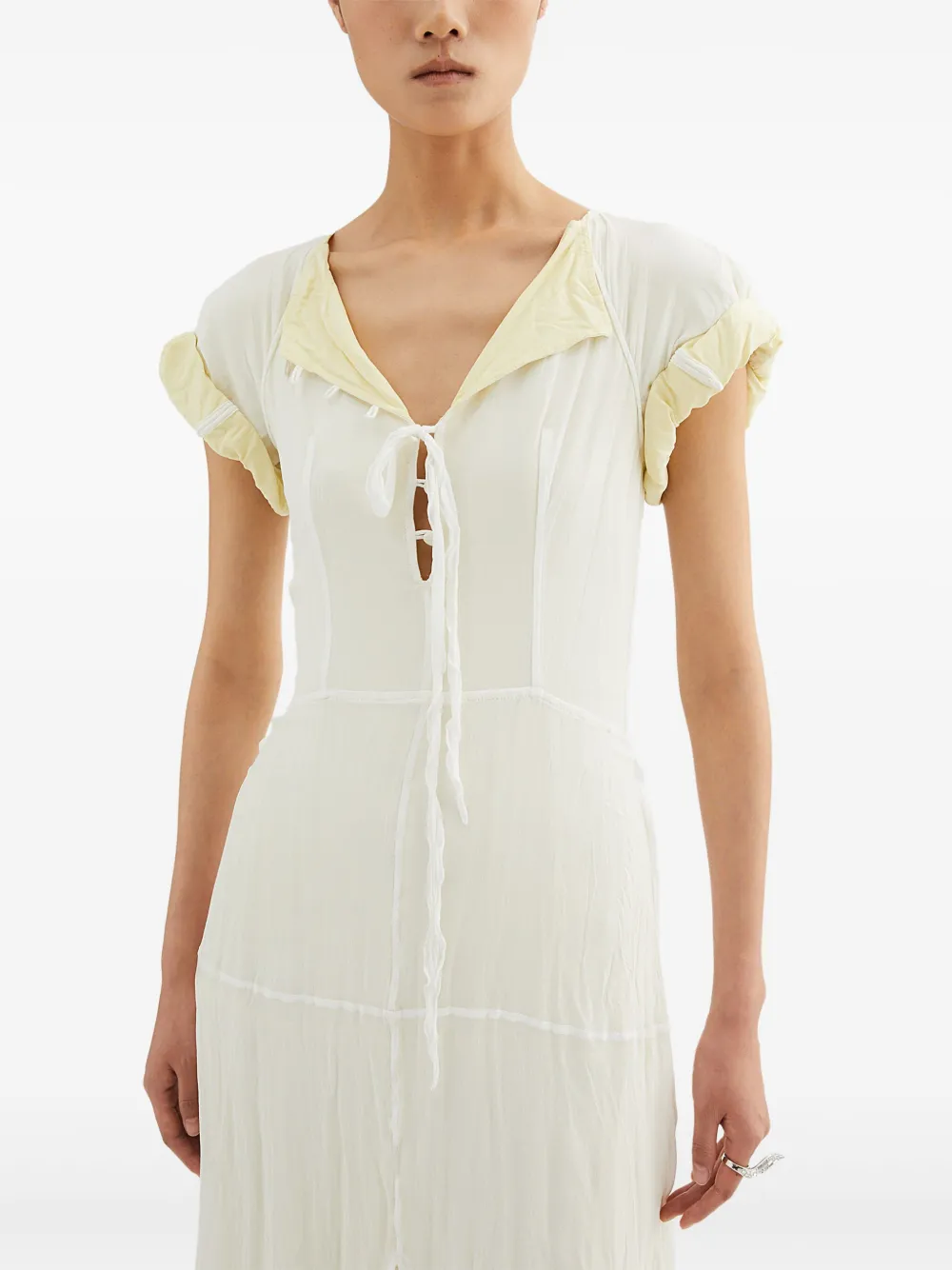 Jil Sander Midi-jurk met ruches Wit