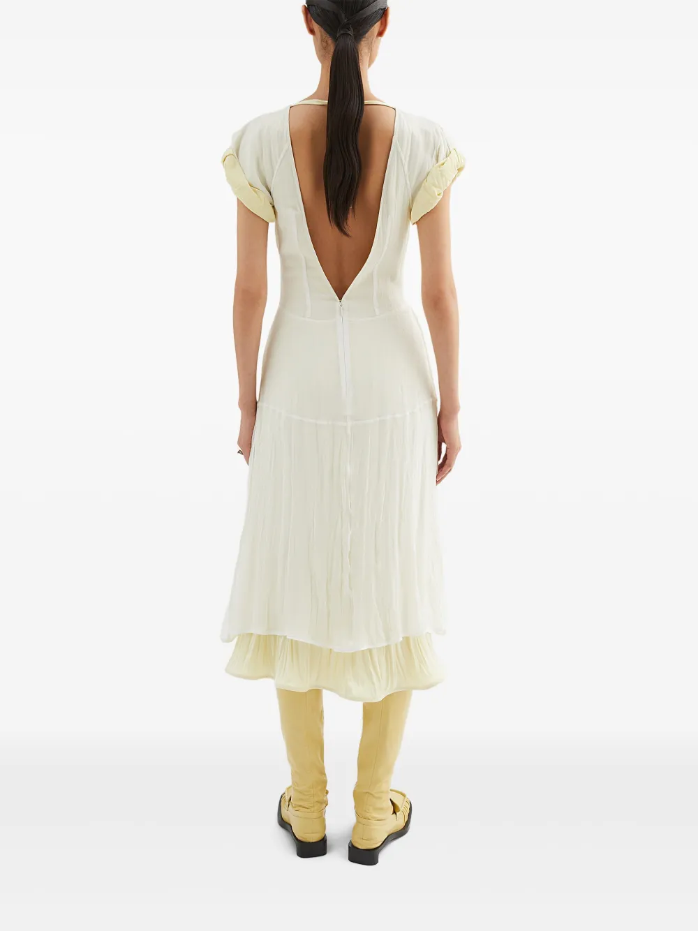 Jil Sander Midi-jurk met ruches Wit