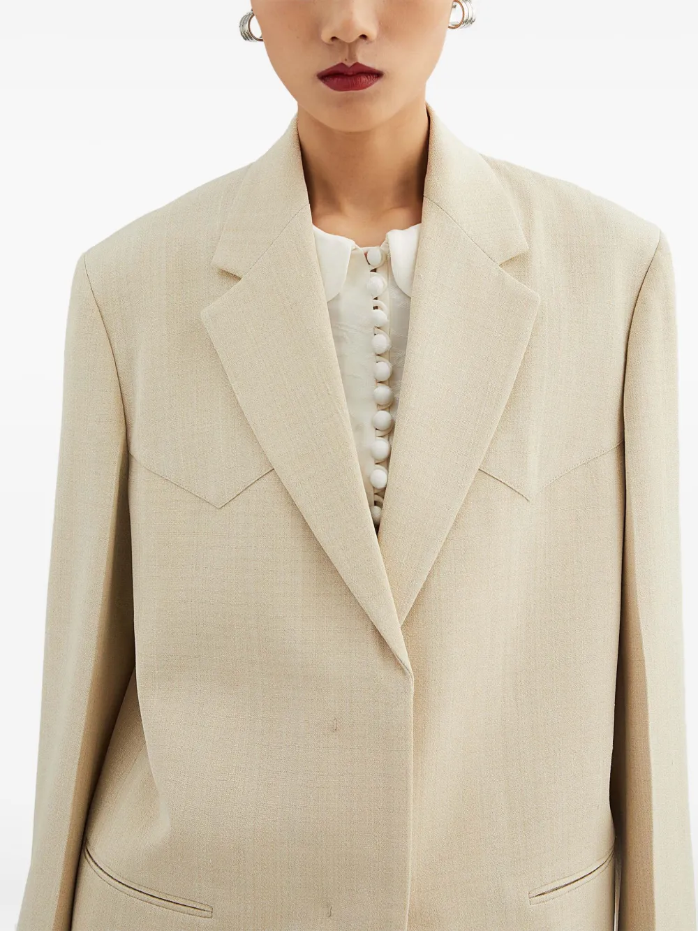 Jil Sander Blazer met enkele rij knopen Beige