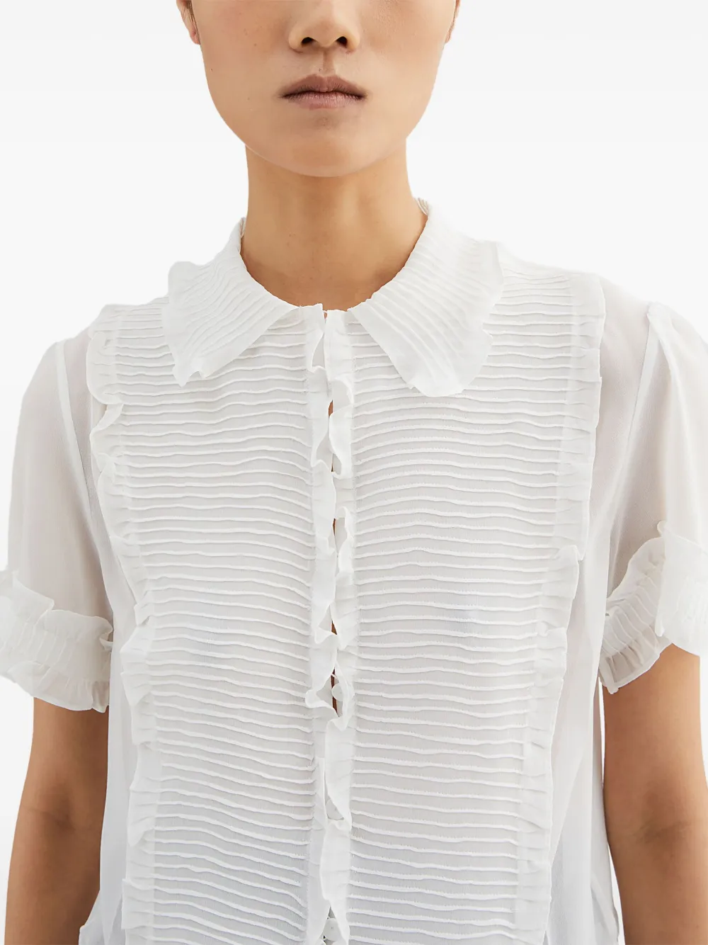 Jil Sander Blouse met ruches Wit