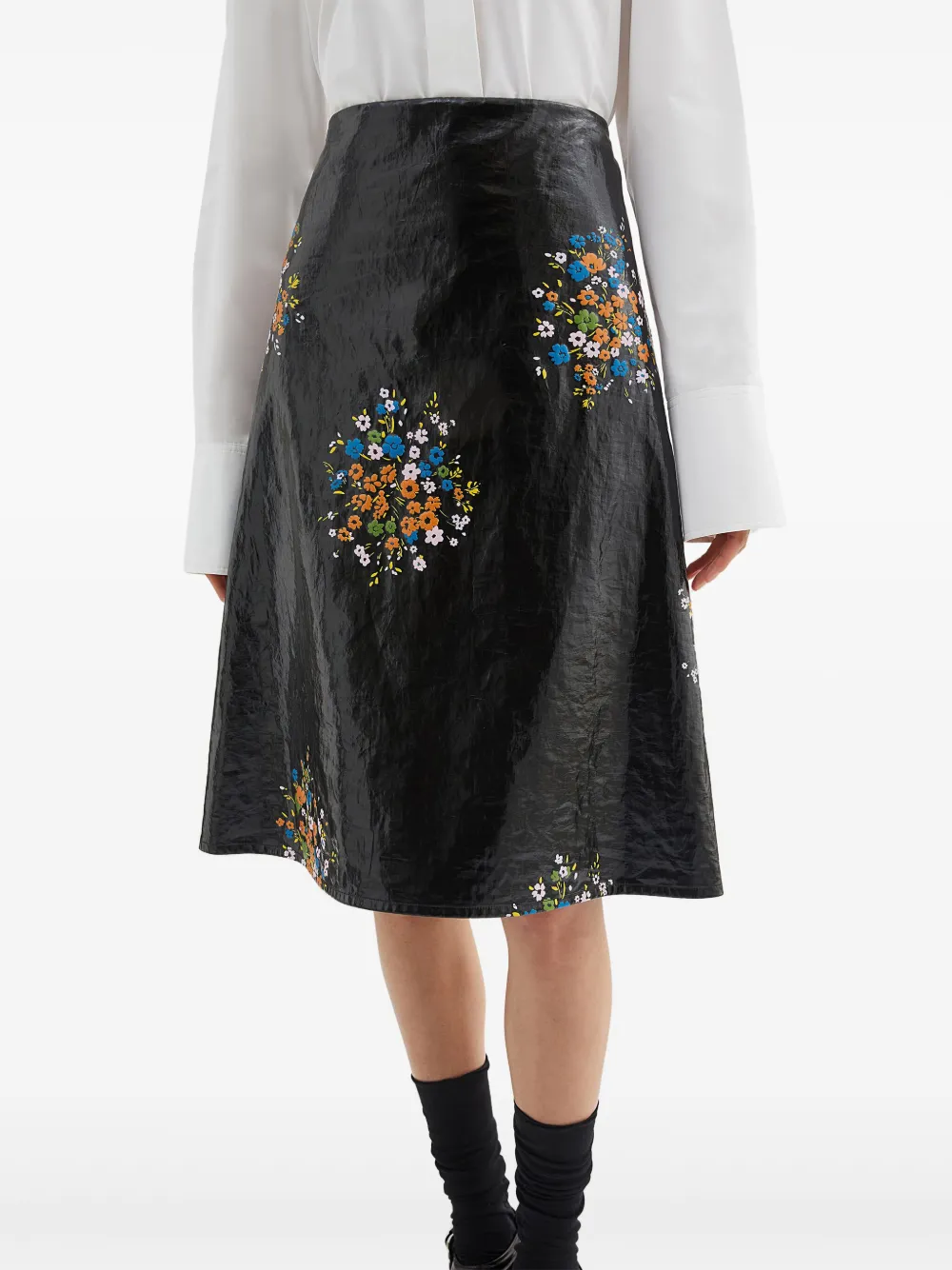 Jil Sander Midi-jurk met bloemenprint Zwart