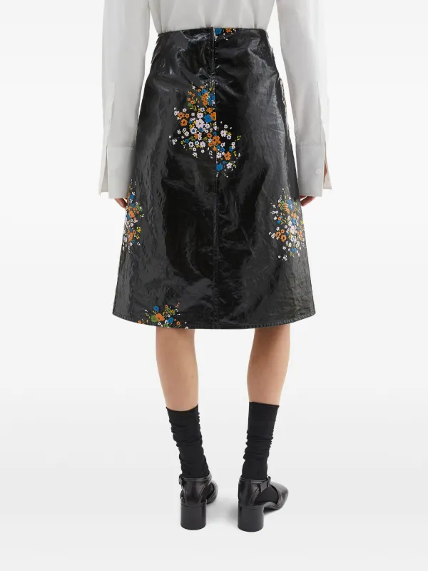 Jil Sander floral-print Midi Skirt | Black | FARFETCH