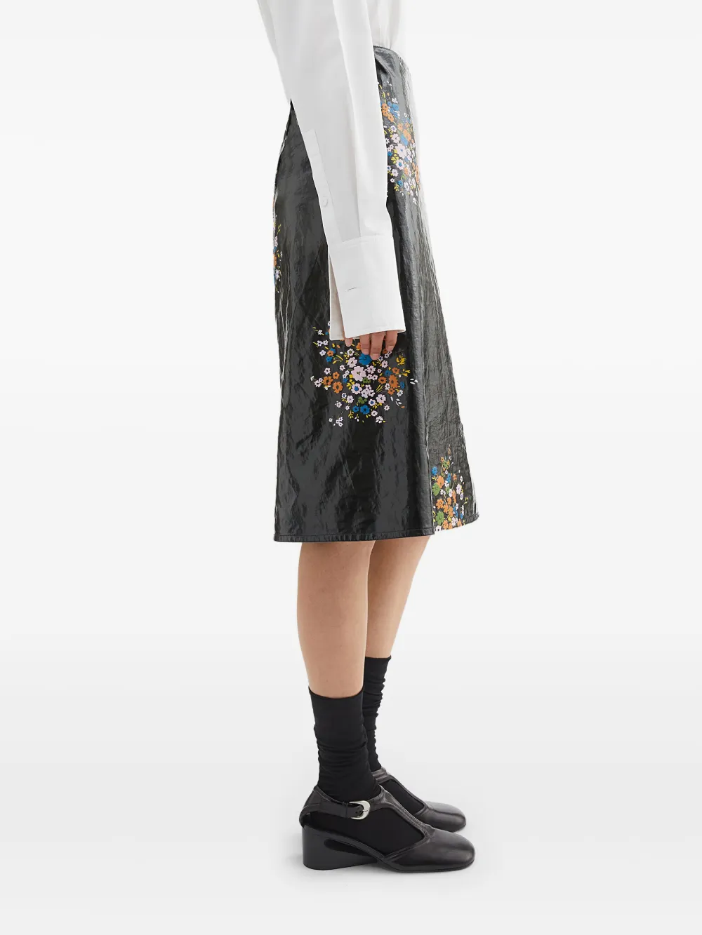 Jil Sander Midi-jurk met bloemenprint Zwart