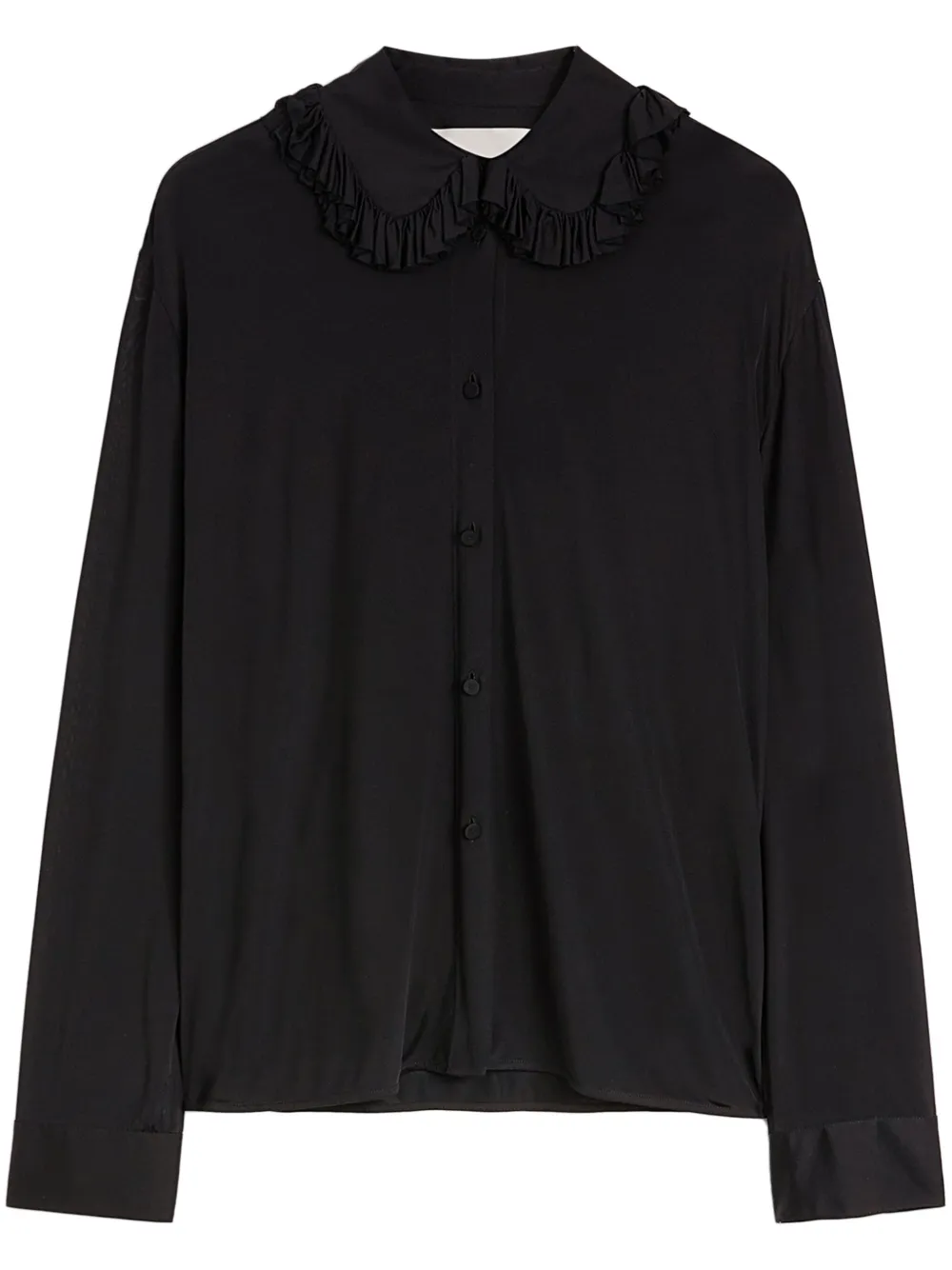 Jil Sander Blouse met ruchekraag Zwart