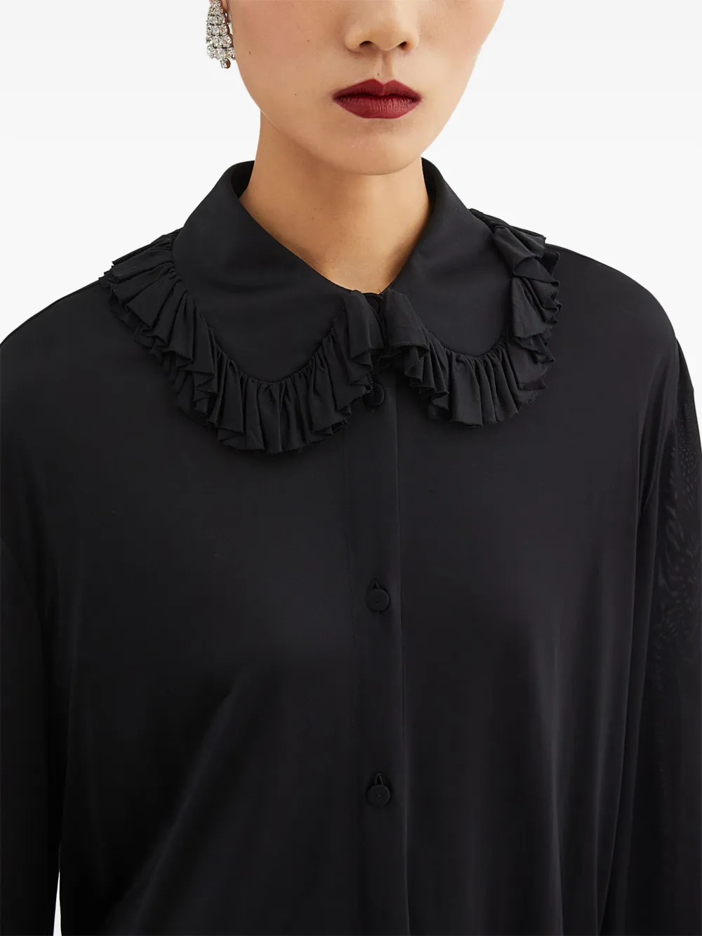 Jil Sander Blouse met ruchekraag Zwart