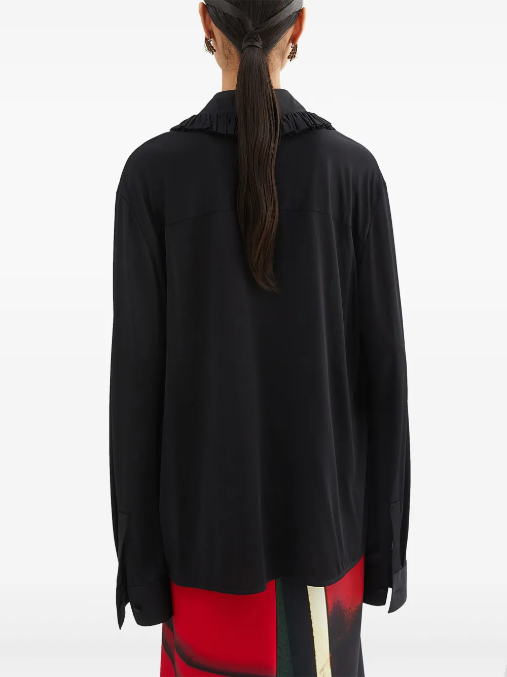 Jil Sander Blouse met ruchekraag Zwart