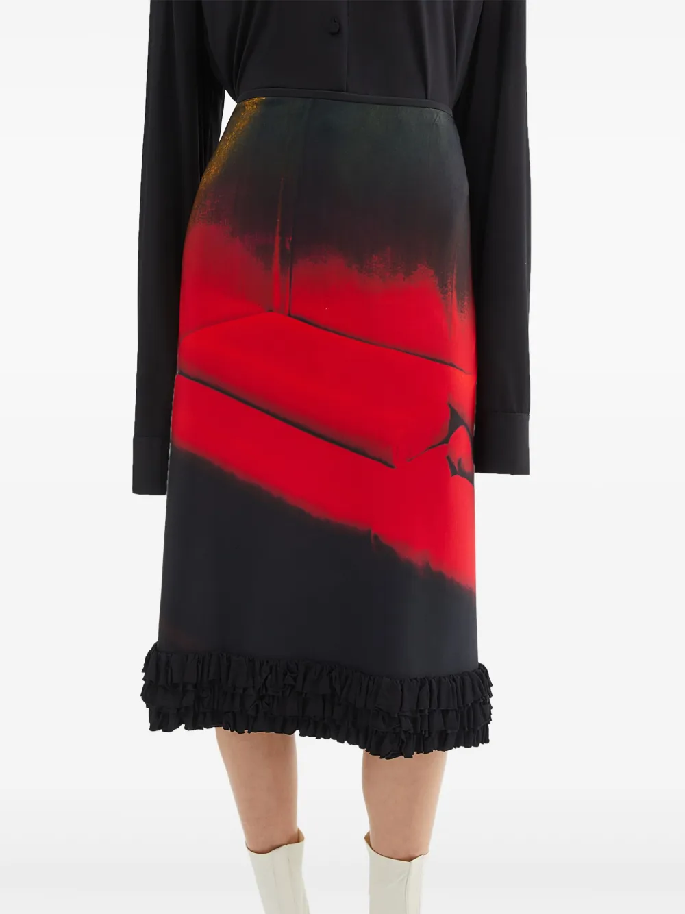 Jil Sander Midi-rok met print Zwart