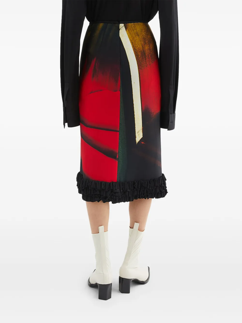 Jil Sander Midi-rok met print Zwart