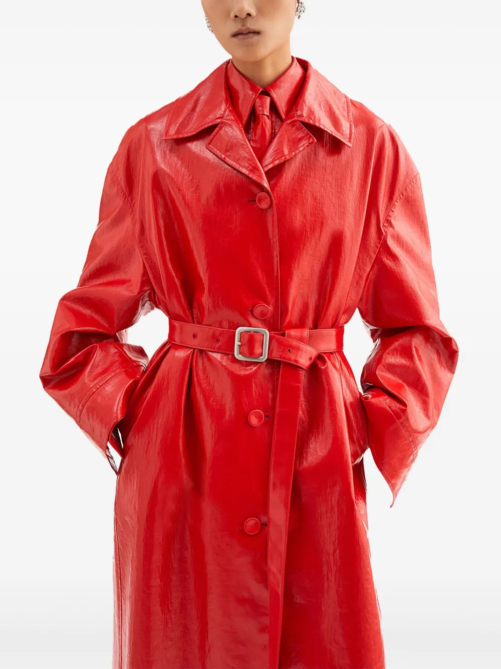 Jil Sander Trenchcoat met ceintuur Rood
