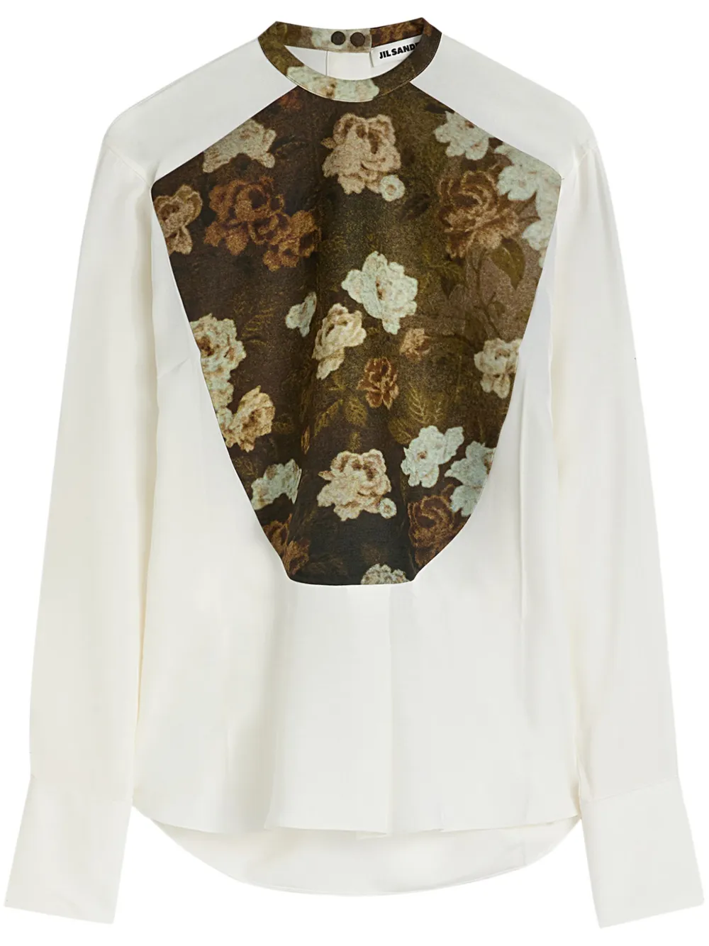 Jil Sander floral printed-bib shirt | White | Image 1