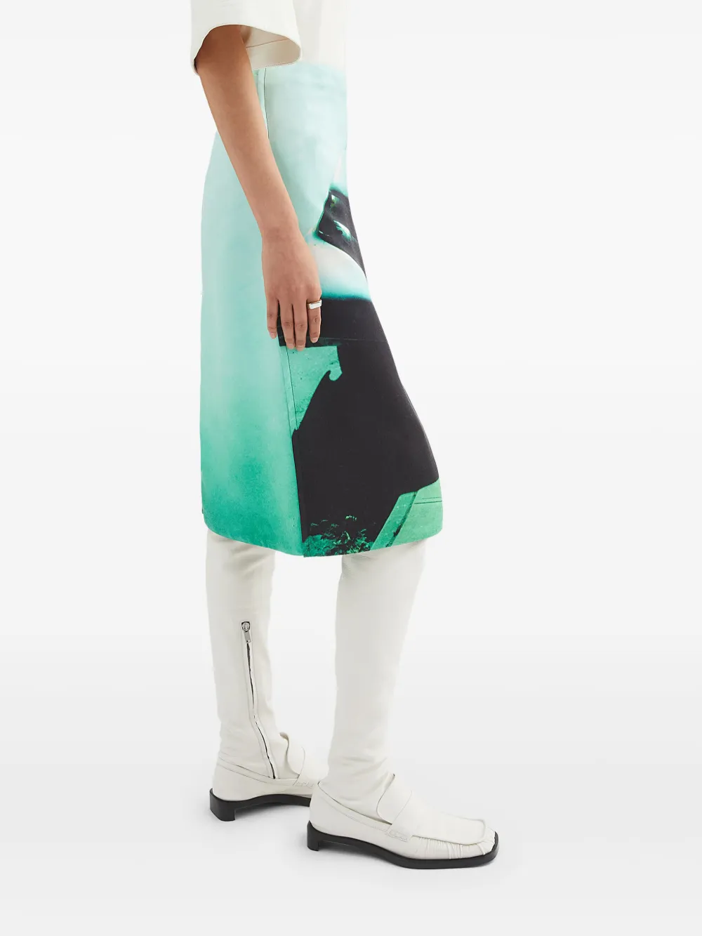 Jil Sander Satijnen rok met print Groen