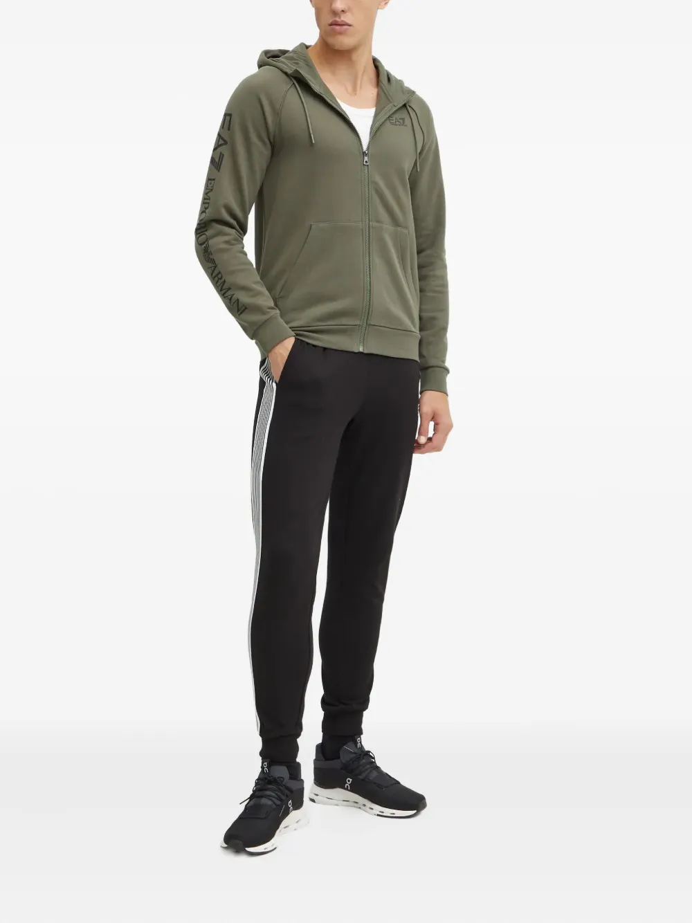 Ea7 Emporio Armani Hoodie met logoprint en rits Groen