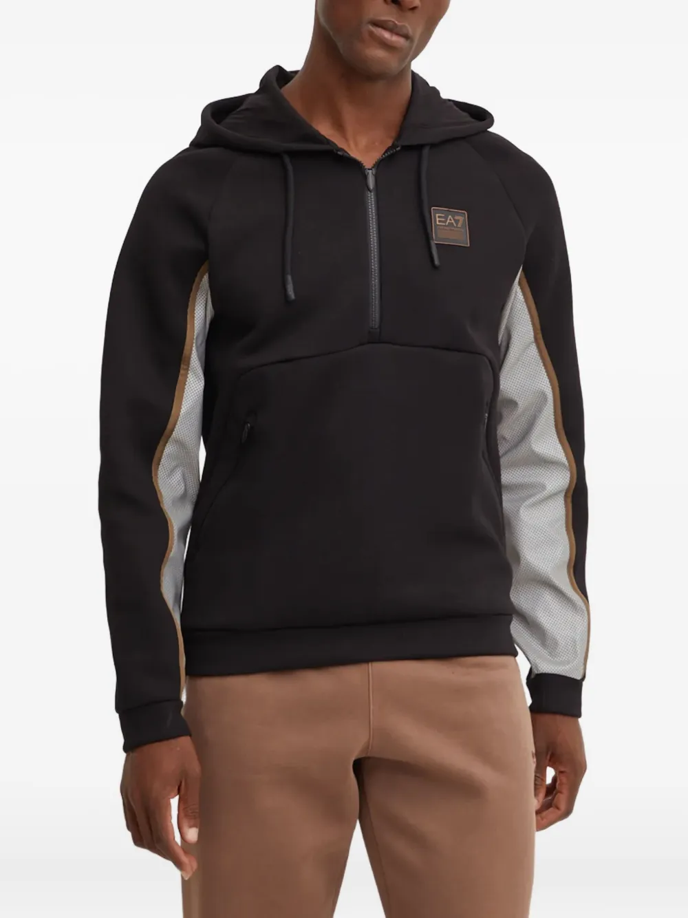 Ea7 Emporio Armani Felpa con logo e cappuccio - Nero