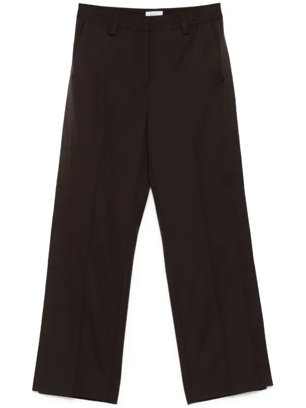 Off-White Virgin-wool Wide-leg Trousers in Brown