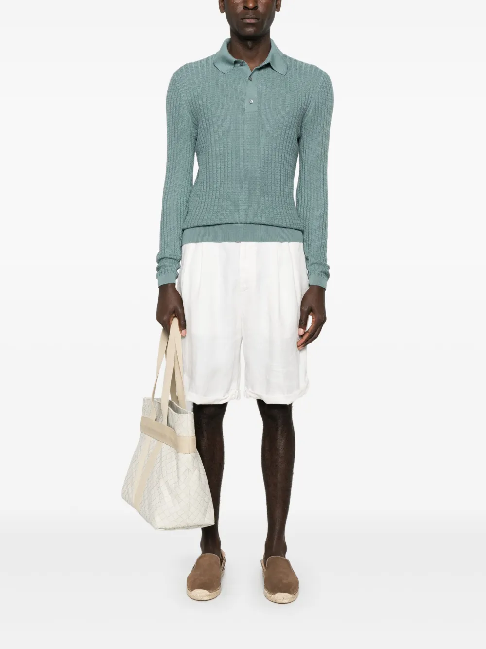 Canali Getextureerd poloshirt - Groen
