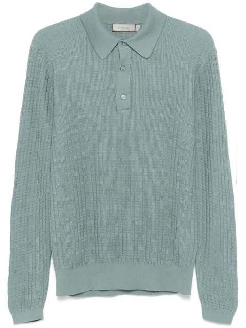 Canali textured knit polo shirt 
