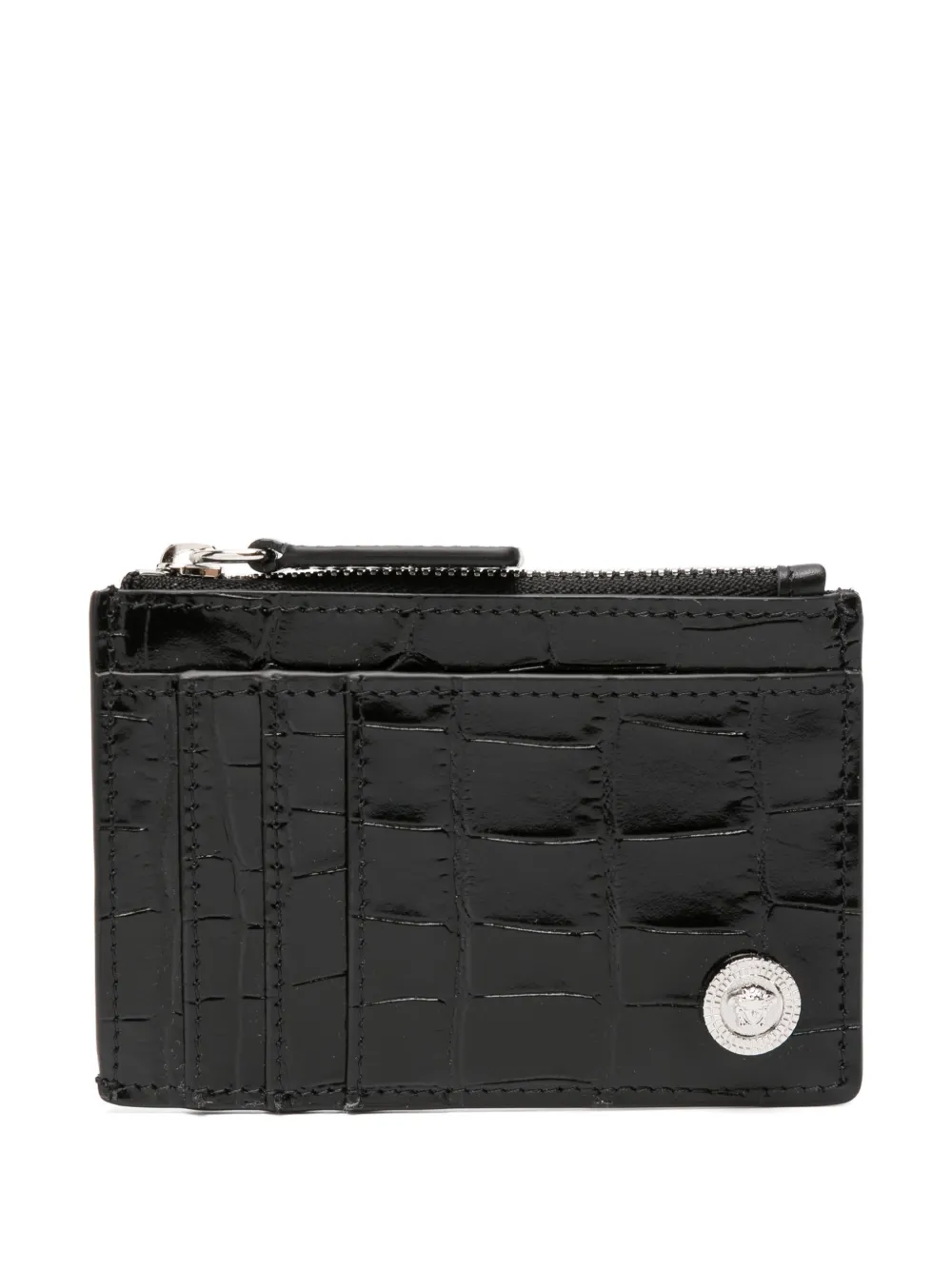 crocodile-effect leather card holder