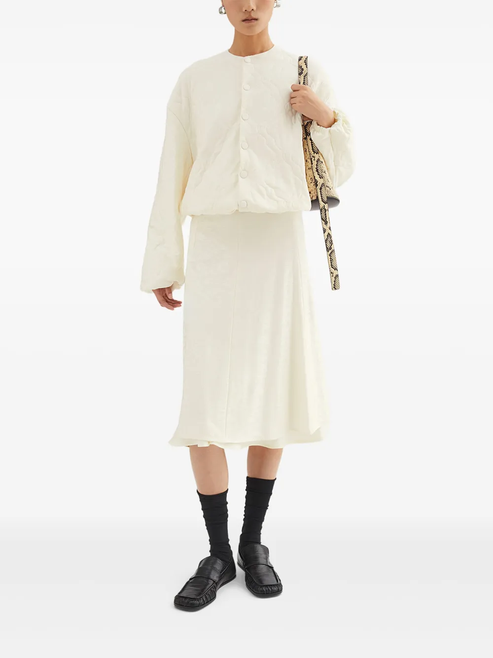 jilsander Jil Sander Midi-rok met bloemenjacquard - Wit