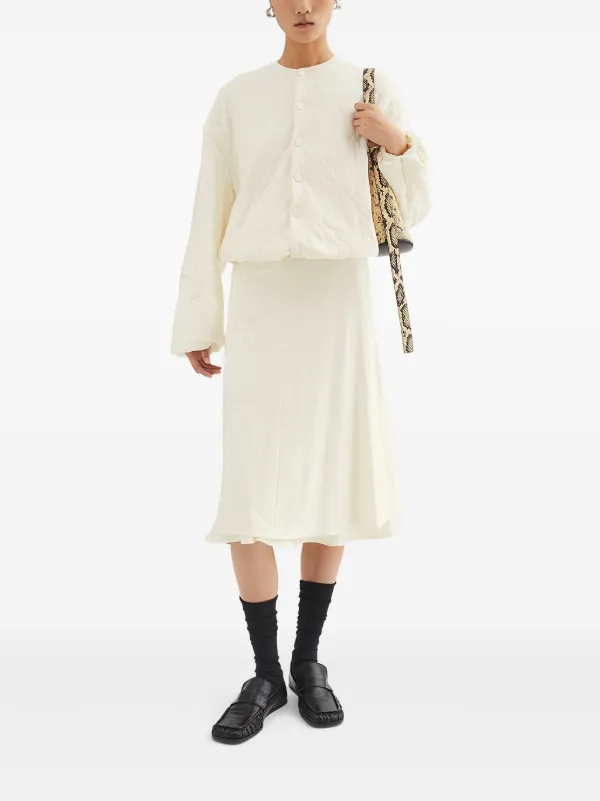 Jil Sander floral-jacquard Midi Skirt | White | FARFETCH