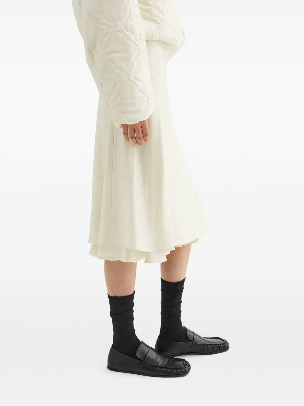 Jil Sander Midi-rok met bloemenjacquard Wit