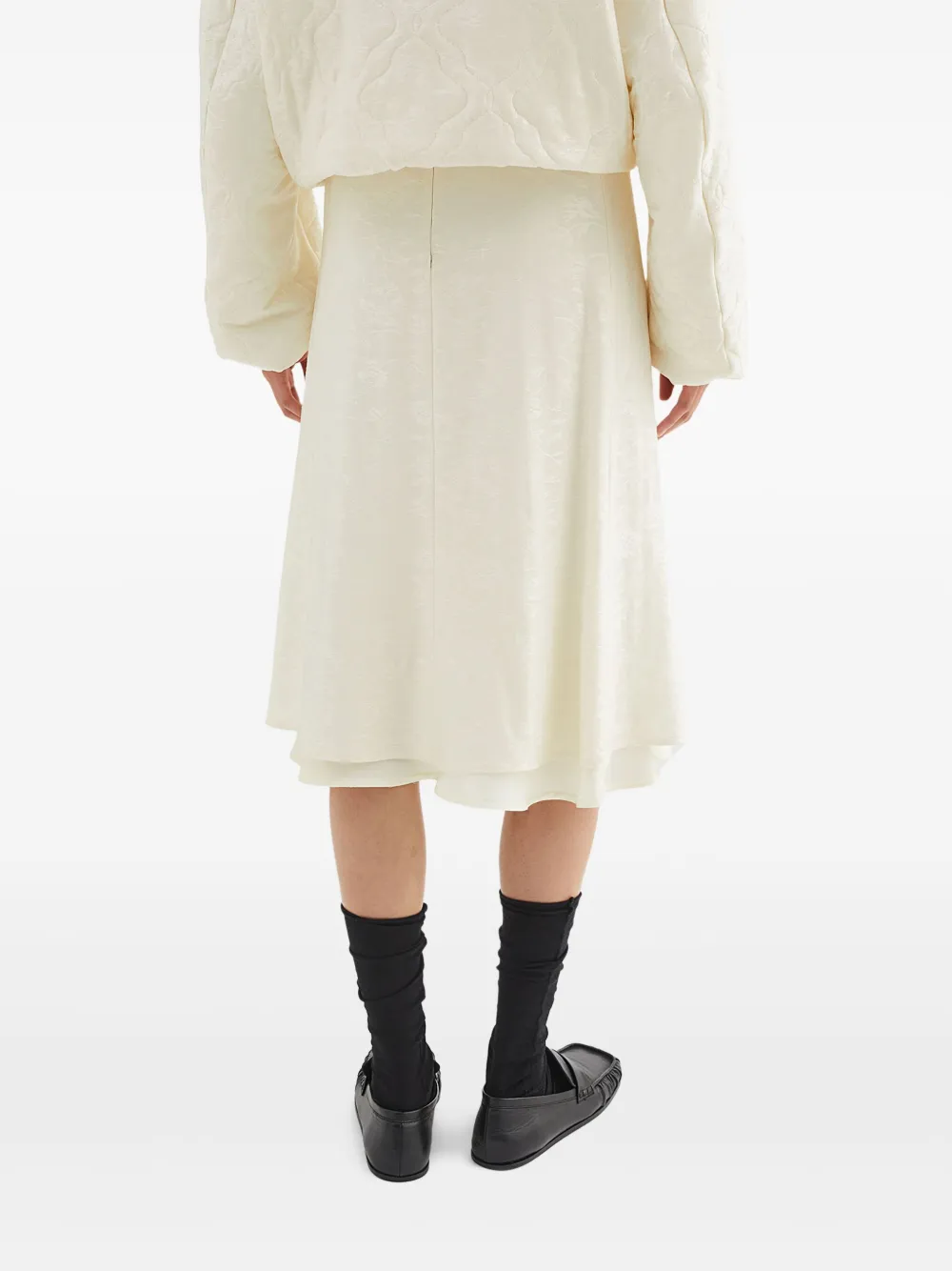 Jil Sander Midi-rok met bloemenjacquard Wit