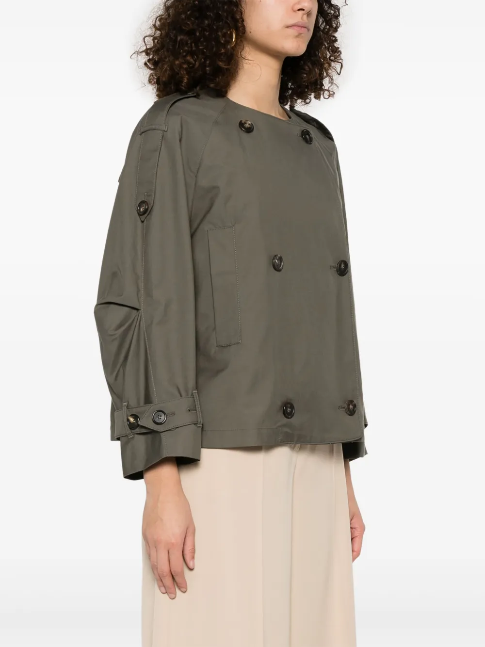 Max Mara Green Jim Trench Coat In Drip-free Twill In Green