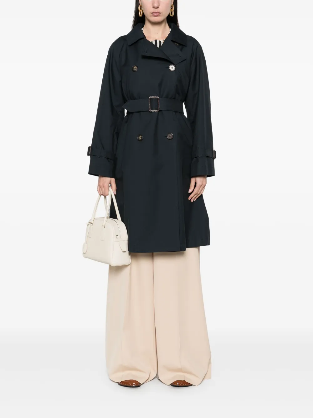 Max Mara Trenchcoat met gabardine weving - Blauw