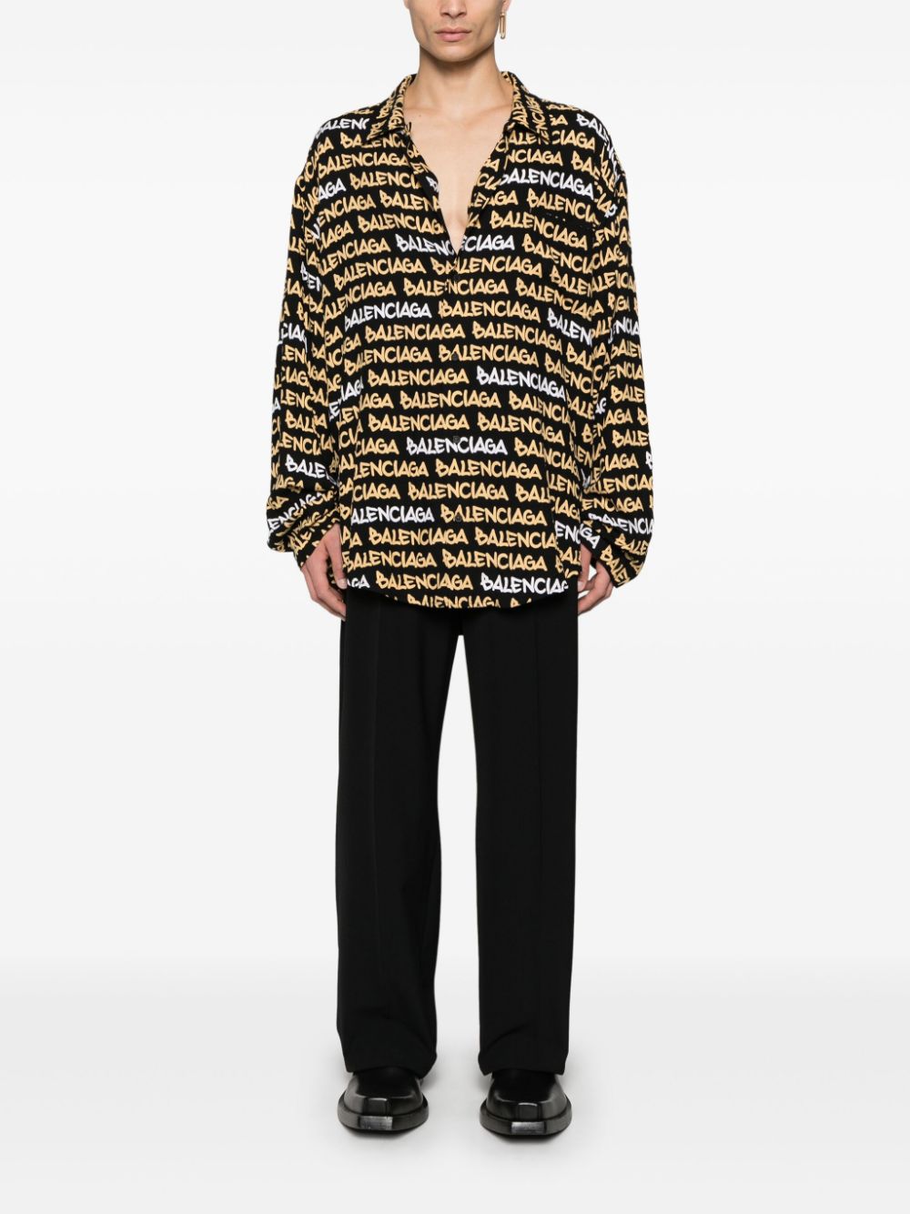 Balenciaga logo-print shirt - Zwart