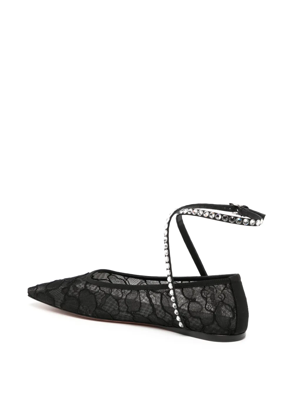 Amina Muaddi Ane ballerina flats Black