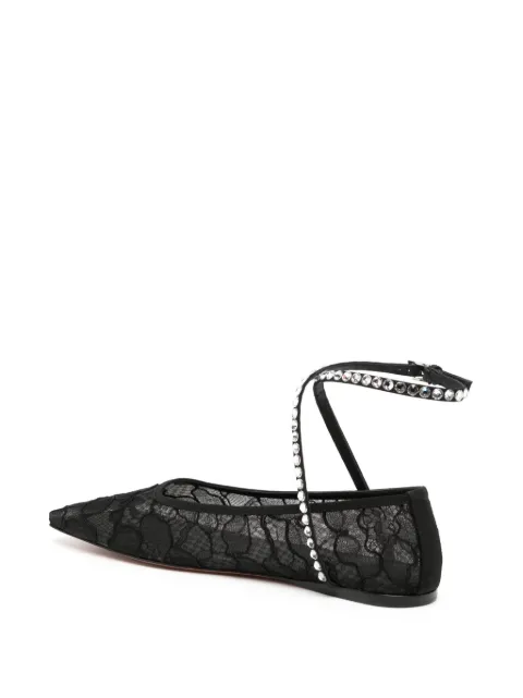 Amina Muaddi Ane ballerina flats ANELACEFLATLACEBLACKWHITECRYSTALS - 2