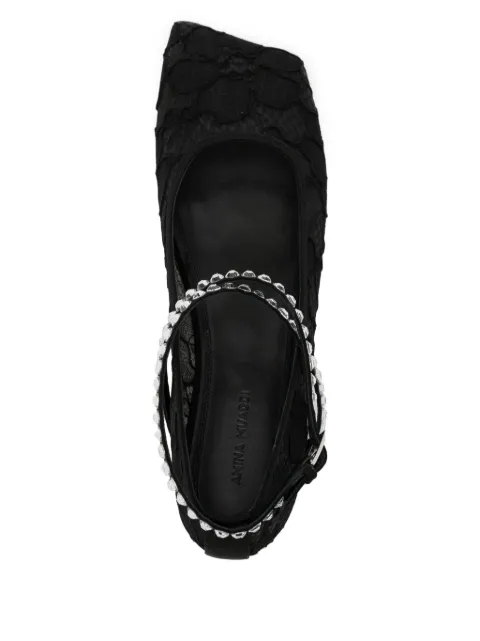 Amina Muaddi Ane ballerina flats ANELACEFLATLACEBLACKWHITECRYSTALS - 3