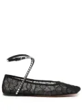 Amina Muaddi Ane ballerina flats - Black