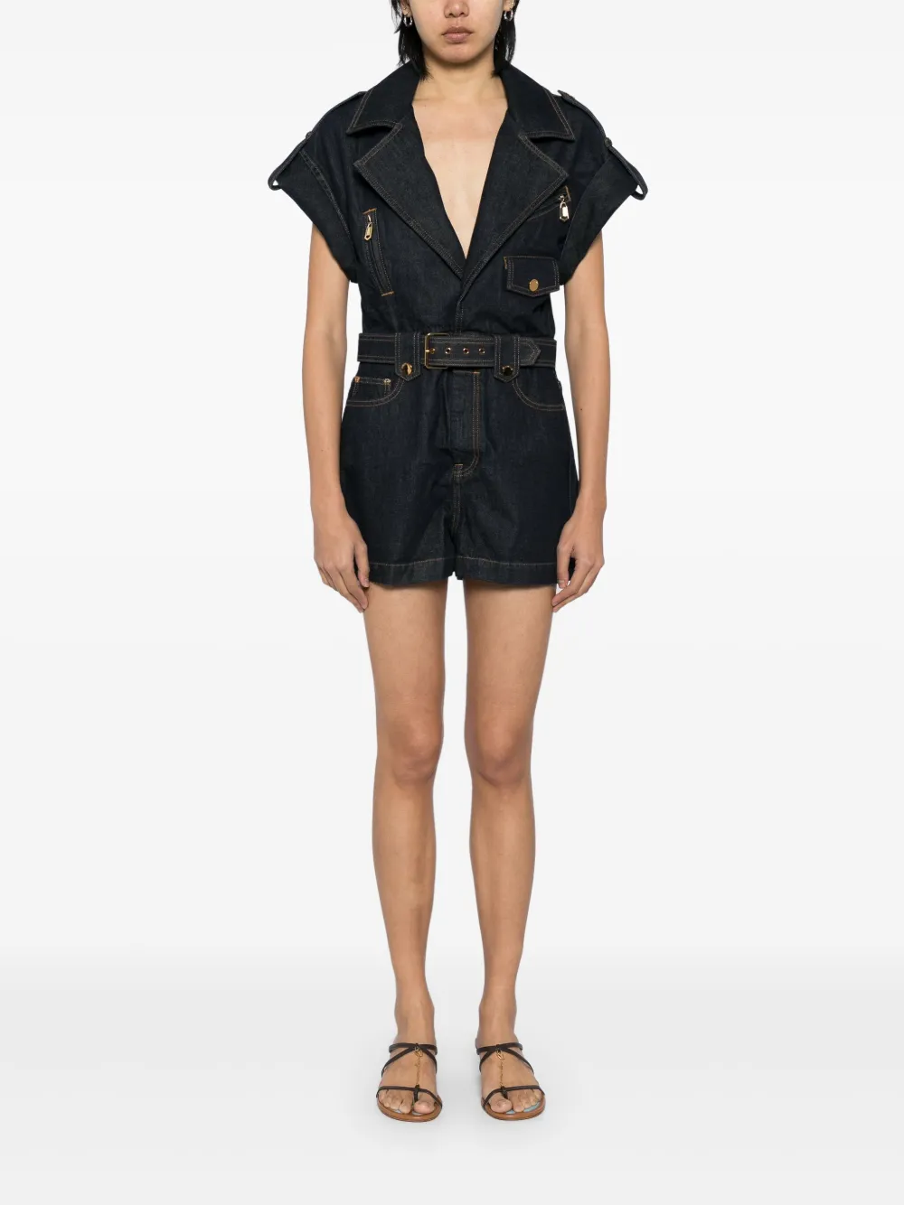 ZIMMERMANN Crush denim playsuit - Blauw